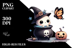 cute Baby Butterfly Popping Out from Witch Potion PNG Product Image 2