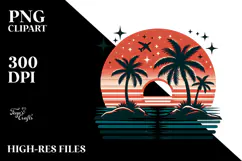Retro Tropical Island Sunset PNG Product Image 2
