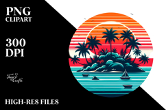 Retro Tropical Island Sunset,Centered Design Product Image 2