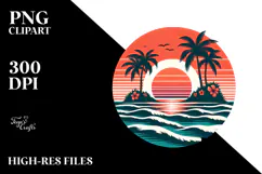Retro Tropical Island Sunset PNG Product Image 2