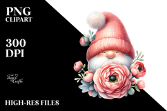 Watercolor GNOME with Ranunculus PNG Product Image 2