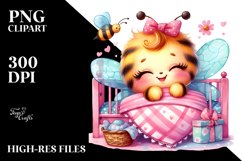 Colorful Baby Bee Cuddling Children Bed, PNG Product Image 2