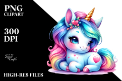 Magical Baby Unicorn Clipart PNG Product Image 2