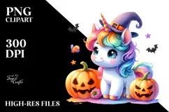 Cute Baby Unicorn Dressed for Halloween, High-Res PNG Product Image 2