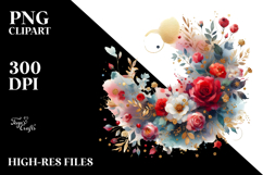 Colorful Floral Frame with Red Roses PNG Product Image 2