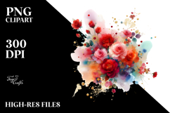 Colorful Red Roses Floral Frame PNG Product Image 2