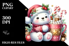 Little Polar Bear with Santa Hat, Transparent PNG Product Image 3