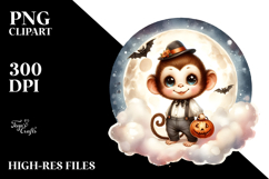 Retro Baby Monkey in Halloween Costume, Transparent PNG Product Image 2