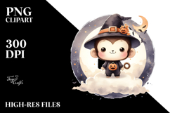 Cute Retro Monkey Halloween PNG Product Image 2