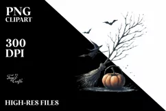 Vintage Halloween Gothic Watercolor PNG Product Image 3