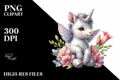 Cute Baby Unicorn Zinnia Frame Hyacinth | Sublimation | Product Image 1