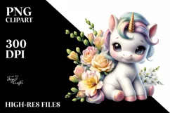 Cute Baby Unicorn Zinnia Frame Hyacinth | Sublimation | Product Image 1