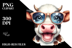 Happy Cow with Cool Looking Hair, Vibrant PNG Product Image 2