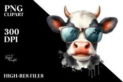 Funny Cow with Sunglasses PNG Product Image 2