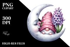 Cute Gnome with Hyacinth Moon PNG Product Image 2