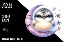 Cute Colorful Arctic Tern Moon Hanging Stars | Sublimation | Product Image 1