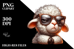 Cute Cartoon Lamb with Oversized Sunglasses, High-Quality Product Image 2