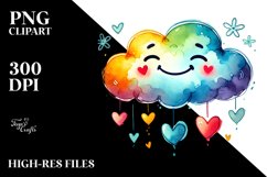 Simple Smiling Cloud with Hearts, PNG Product Image 2