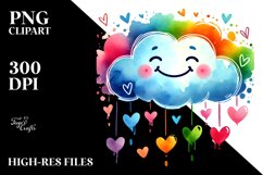 Simple Smiling Cloud with Hearts, PNG Product Image 2