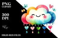 Colorful Cloud with Hearts, Transparent PNG Product Image 2