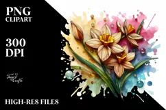 Wooden Stained Narcissus Clipart Product Image 3