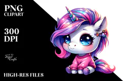Colorful Unicorn with Big Eyes, PNG Product Image 2