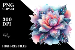 Detailed Gardenia Diamond Heart Watercolor Splash PNG Product Image 1