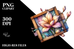 Small Stained Freesia Frame PNG Product Image 2