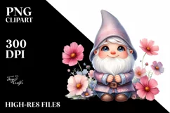 Cute Gnome Cosmos Watercolor Clipart Product Image 3
