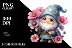 Cute Gnome Cosmos Watercolor Clipart Product Image 1