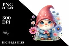 Cute Gnome Cosmos Watercolor Clipart Product Image 3