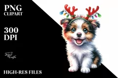 Expressive Baby Christmas Border Collie PNG Product Image 3