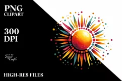 Colorful Watercolor Sun Sticker Clipart Product Image 1