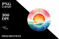Colorful Watercolor Sun Sticker Clipart Product Image 3