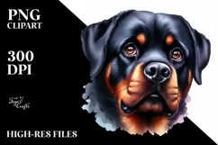 Rottweiler Big Eyes Watercolor Clipart Product Image 1