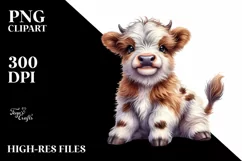 Cute Baby Highland Cow PNG Product Image 1
