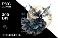 Gothic Fairy on Moon View PNG Product Image 2