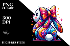 Colorful Bunny Back View PNG Product Image 2