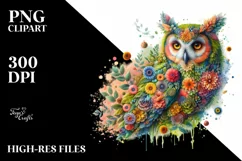 Vibrant Watercolor Owl PNG Product Image 3