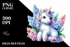 Cute Baby Unicorn Zinnia Frame Hyacinth | Sublimation | Product Image 1