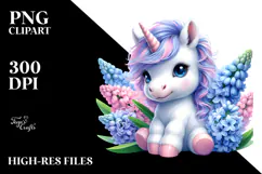 Pastel Baby Unicorn Hyacinth Clipart Product Image 2