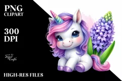 Cute Baby Unicorn Zinnia Frame Hyacinth | Sublimation | Product Image 1