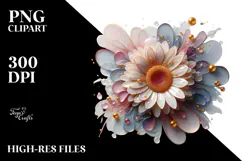 Glossy Flower Watercolor Splash PNG Product Image 2