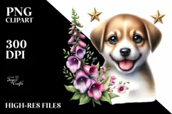 Cute Babydog Smiling with Foxglove Product Image 3
