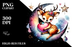 Colorful Deer Sitting on Half Moon PNG Product Image 2