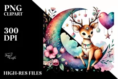 Colorful Deer Sitting on Half Moon PNG Product Image 2