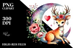 Colorful Deer Sitting on Half Moon PNG Product Image 2