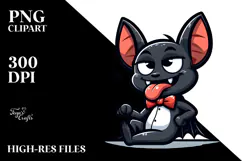 Goofy Cartoon Bat with Bow Tie PNG Product Image 2