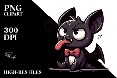 Goofy Cartoon Bat with Bow Tie PNG Product Image 2