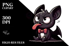 Goofy Cartoon Bat with Bow Tie PNG Product Image 2